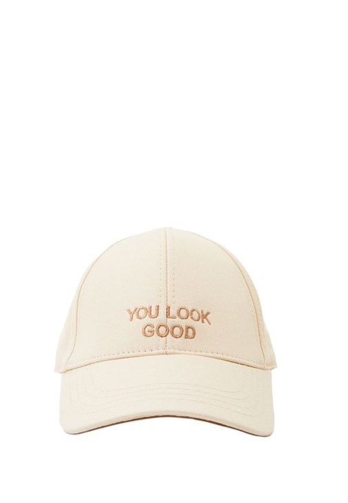Krem Sloganlı Şapka