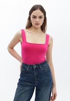 Bayan Pembe Pamuklu Kare Yaka Atlet