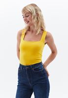 Bayan Sarı Pamuklu Kare Yaka Atlet