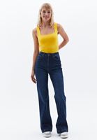 Bayan Sarı Pamuklu Kare Yaka Atlet