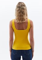 Bayan Sarı Pamuklu Kare Yaka Atlet