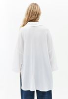 Bayan Krem Pamuklu Oversize Gömlek