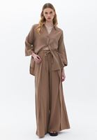 Bayan Kahverengi Pamuklu Oversize Gömlek