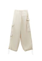 Bayan Krem Yüksek Bel Jogger Kargo Pantolon