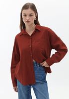 Women Brick Oversize Shirt with Pocket