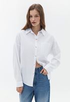 Women White Oversize Shirt with Pocket