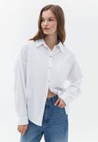 Women White Oversize Shirt with Pocket