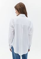Women White Oversize Shirt with Pocket