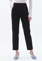 Bayan Siyah Yüksek Bel Straight-Fit Pantolon 