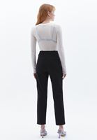 Bayan Siyah Yüksek Bel Straight-Fit Pantolon 