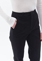 Bayan Siyah Yüksek Bel Straight-Fit Pantolon 