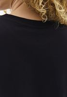 Bayan Siyah Pamuklu Crop Tişört