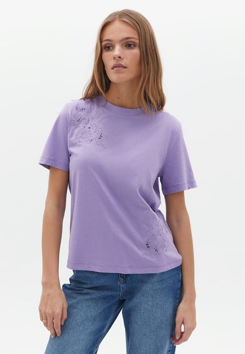 Lila Pamuklu Oversize Tişört