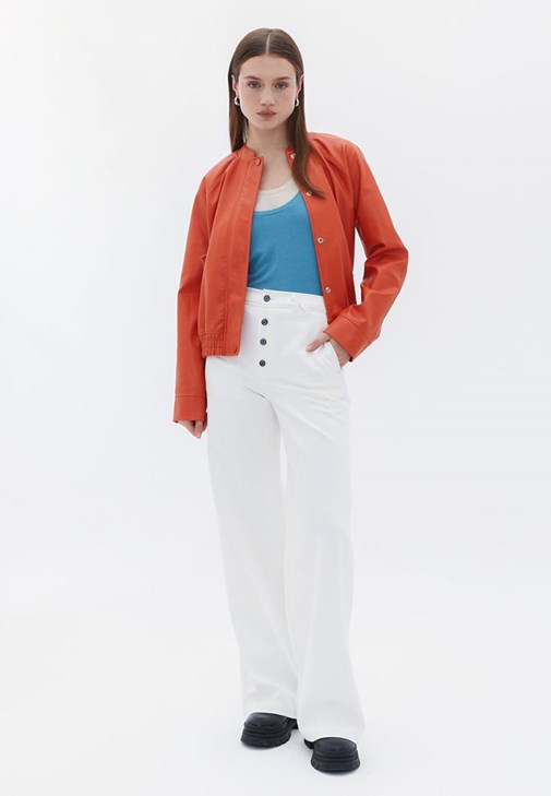  Yüksek Bel Wide-Leg Pantolon 