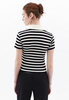 Women White/Black Polo Neck Tshirt