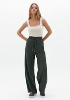 Bayan Yeşil Orta Bel Wide-Leg Pantolon