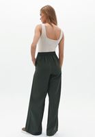 Bayan Yeşil Orta Bel Wide-Leg Pantolon