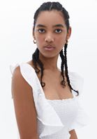 Bayan Beyaz Gipe Detaylı Uzun Elbise