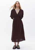 Bayan Bordo Kruvaze Yaka Cepli Elbise