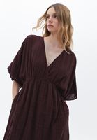 Bayan Bordo Kruvaze Yaka Cepli Elbise