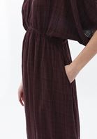 Bayan Bordo Kruvaze Yaka Cepli Elbise