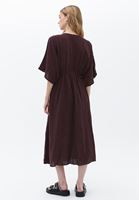 Bayan Bordo Kruvaze Yaka Cepli Elbise