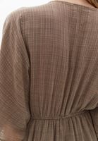 Bayan Kahverengi Kruvaze Yaka Cepli Elbise