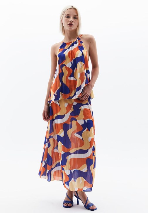 Çok Renkli Ultra Yüksek Bel Uzun Etek