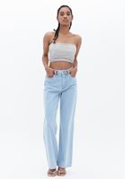 Bayan Gri Straplez Crop Top