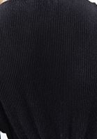 Bayan Siyah Kruvaze Yaka Crop Bluz