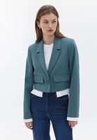 Bayan Yeşil Crop Blazer Ceket