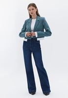 Bayan Yeşil Crop Blazer Ceket