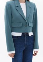 Bayan Yeşil Crop Blazer Ceket