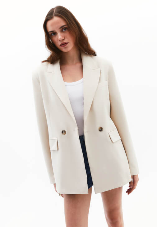 Bej Oversize Blazer Ceket
