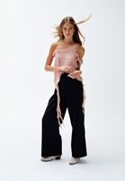 Bayan Mavi Orta Bel Straight-Fit Pantolon