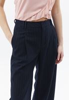 Bayan Mavi Orta Bel Straight-Fit Pantolon