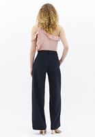 Bayan Mavi Orta Bel Straight-Fit Pantolon
