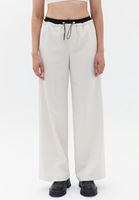 Bayan Krem Orta Bel Wide-Leg Pantolon