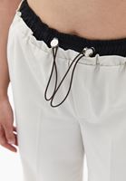 Bayan Krem Orta Bel Wide-Leg Pantolon