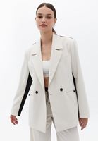 Bayan Krem Oversize Blazer Ceket