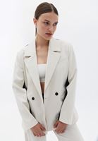 Bayan Krem Oversize Blazer Ceket