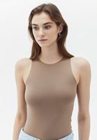 Bayan Kahverengi Halter Yaka Bodysuit