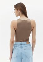 Bayan Kahverengi Halter Yaka Bodysuit