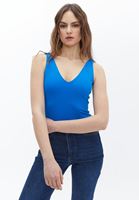 Bayan Mavi V Yaka Bodysuit