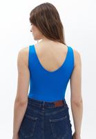 Bayan Mavi V Yaka Bodysuit