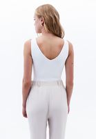 Women White Bodysuit With V-Neck