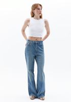 Bayan Beyaz Sıfır Yaka Crop Top