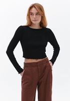 Sıfır Yaka Crop Tişört