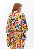 Bayan Çok Renkli Floral Desenli Oversize Gömlek