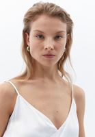 Women White Asymmetrical Blouse with Double Breasted Collar
